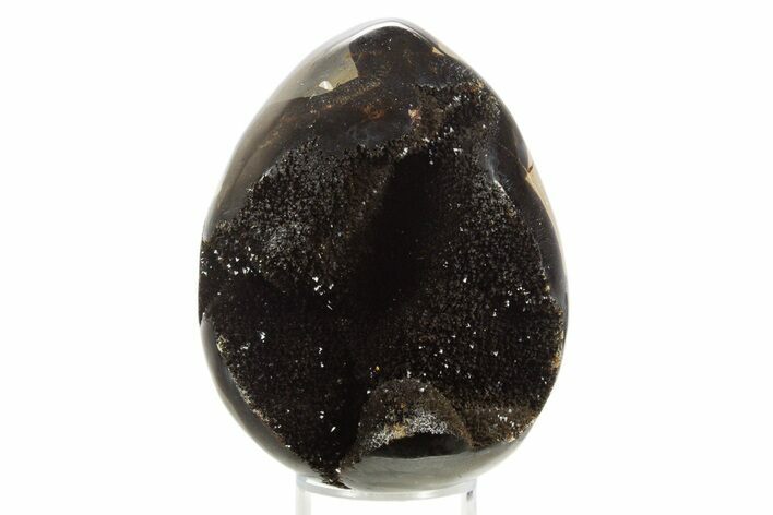 Septarian Dragon Egg Geode - Sparkly Black Crystals #336454